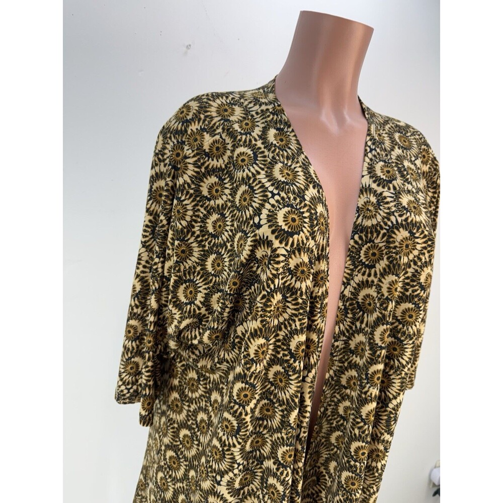 LuLaRoe Open Front Kimono Cardigan Womens S Sunflower Print Navy Yellow Boho - Picture 6 of 12